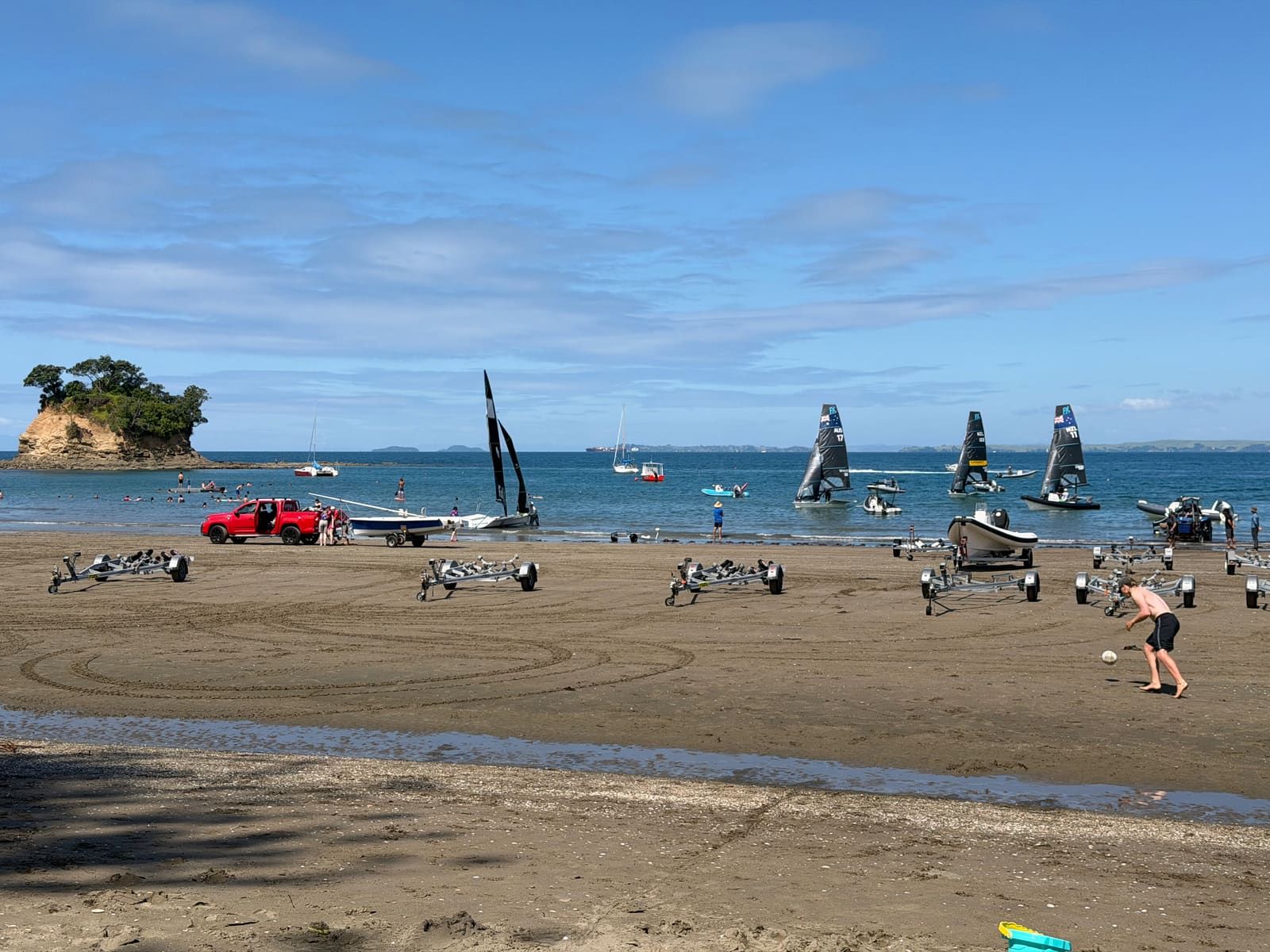 49ers on the low-tide flats with the Tor behind