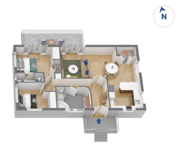 Apartment with Terrace — 3D floor plan — indicative