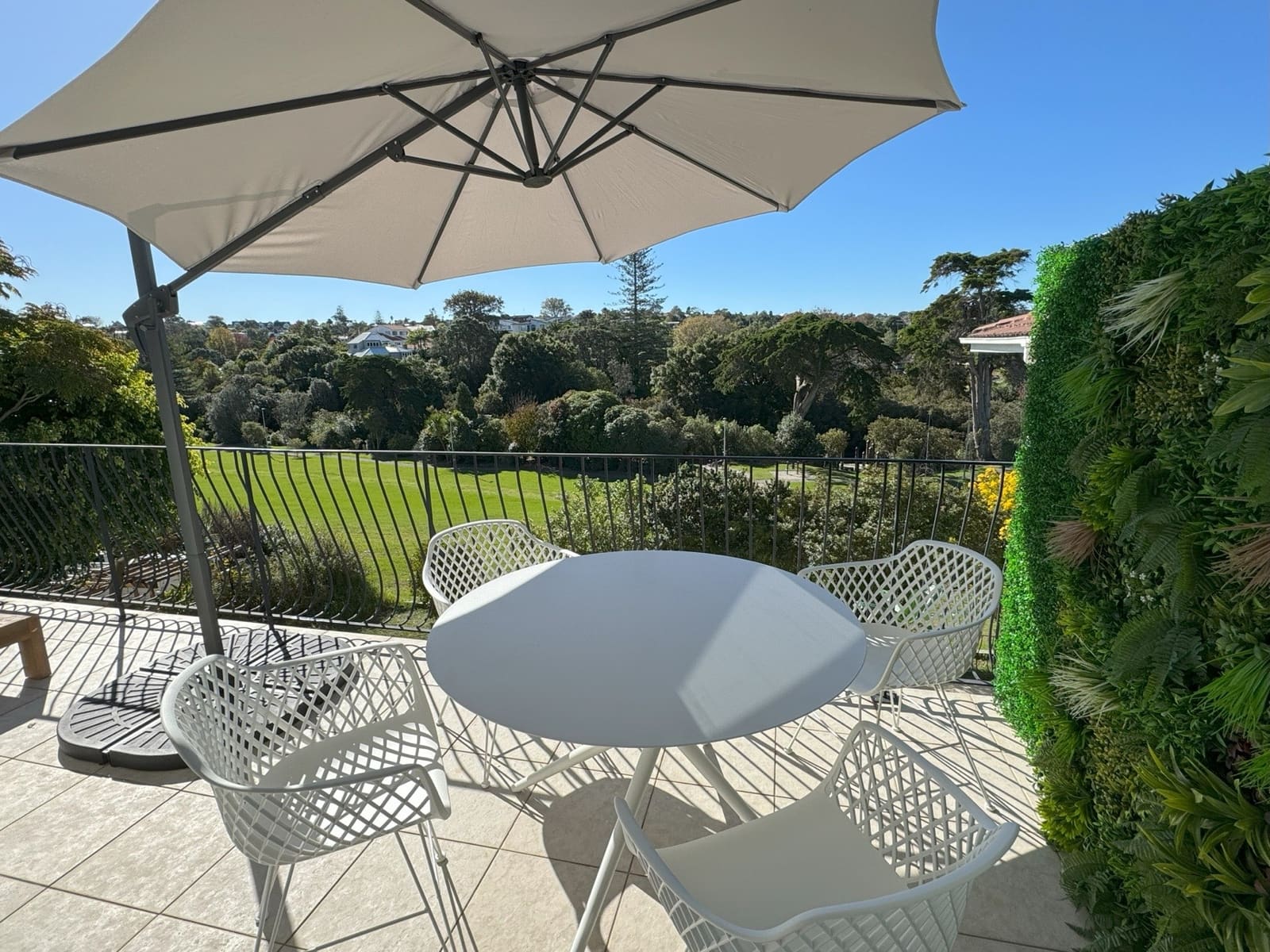 Morning coffee on the terrace, overlooking the reserve